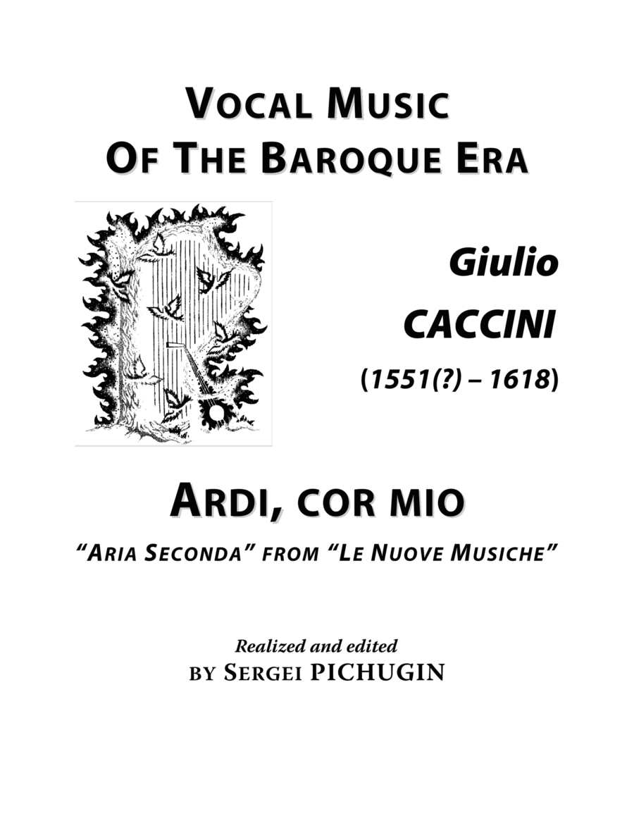 CACCINI Giulio: Ardi, cor mio, aria, arranged for Voice and Piano (G minor) Small Ensemble scores gallery preview page 1