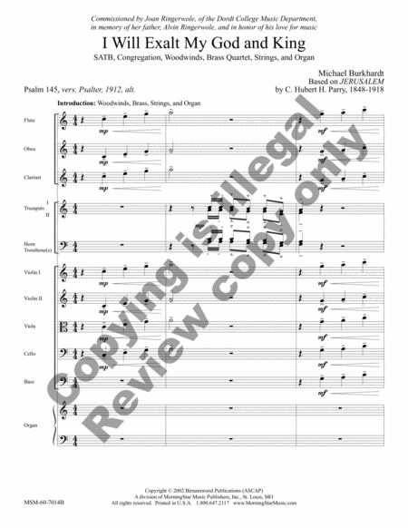 I Will Exalt My God and King (Orchestral Score and Parts)