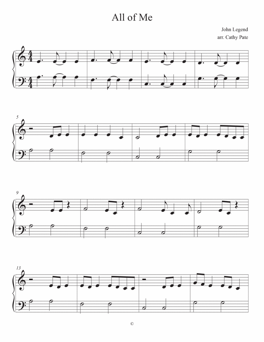 All Of Me Easy Piano scores gallery preview page 1