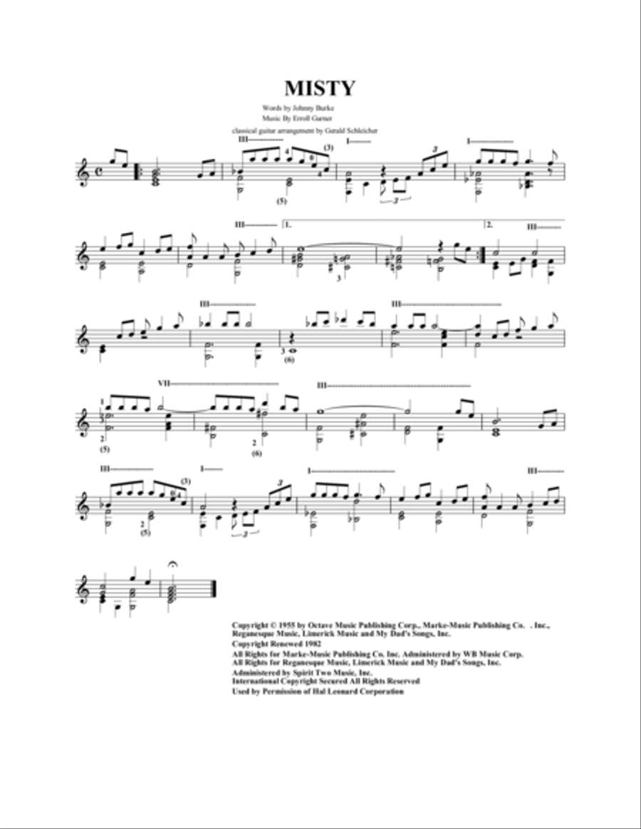 Misty Electric Guitar scores gallery preview page 1