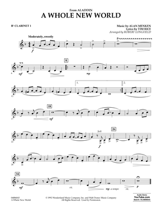 Book cover for A Whole New World (from Aladdin) (arr. Robert Longfield) - Bb Clarinet 1