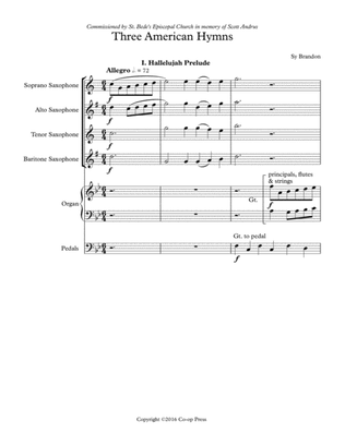 Three American Hymns for Saxophone Quartet and Organ