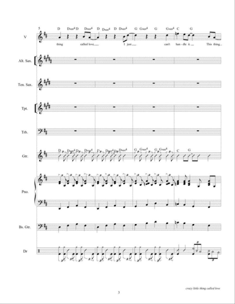 Crazy Little Thing Called Love Small Ensemble scores gallery preview page 5