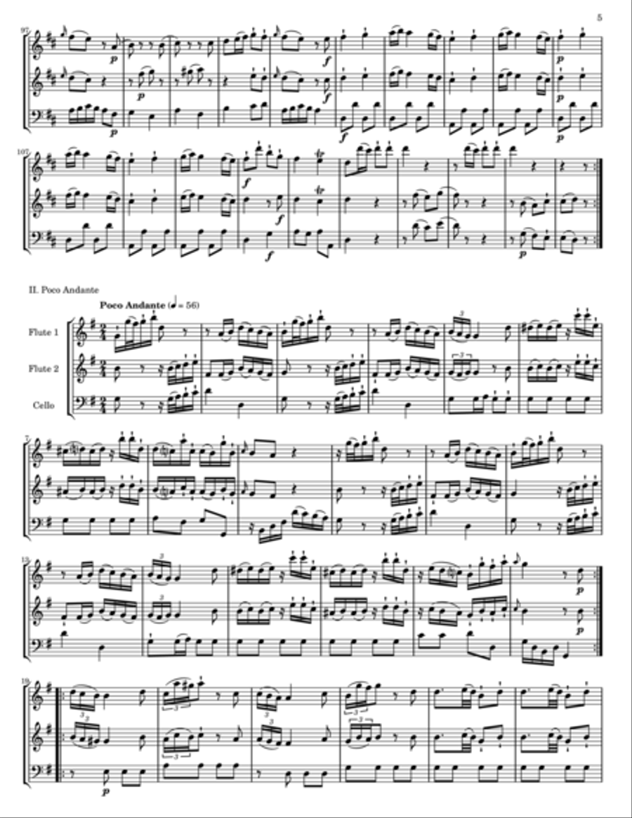 Koch Trio Sonata No. 1 in D Major Woodwind Trio scores gallery preview page 5