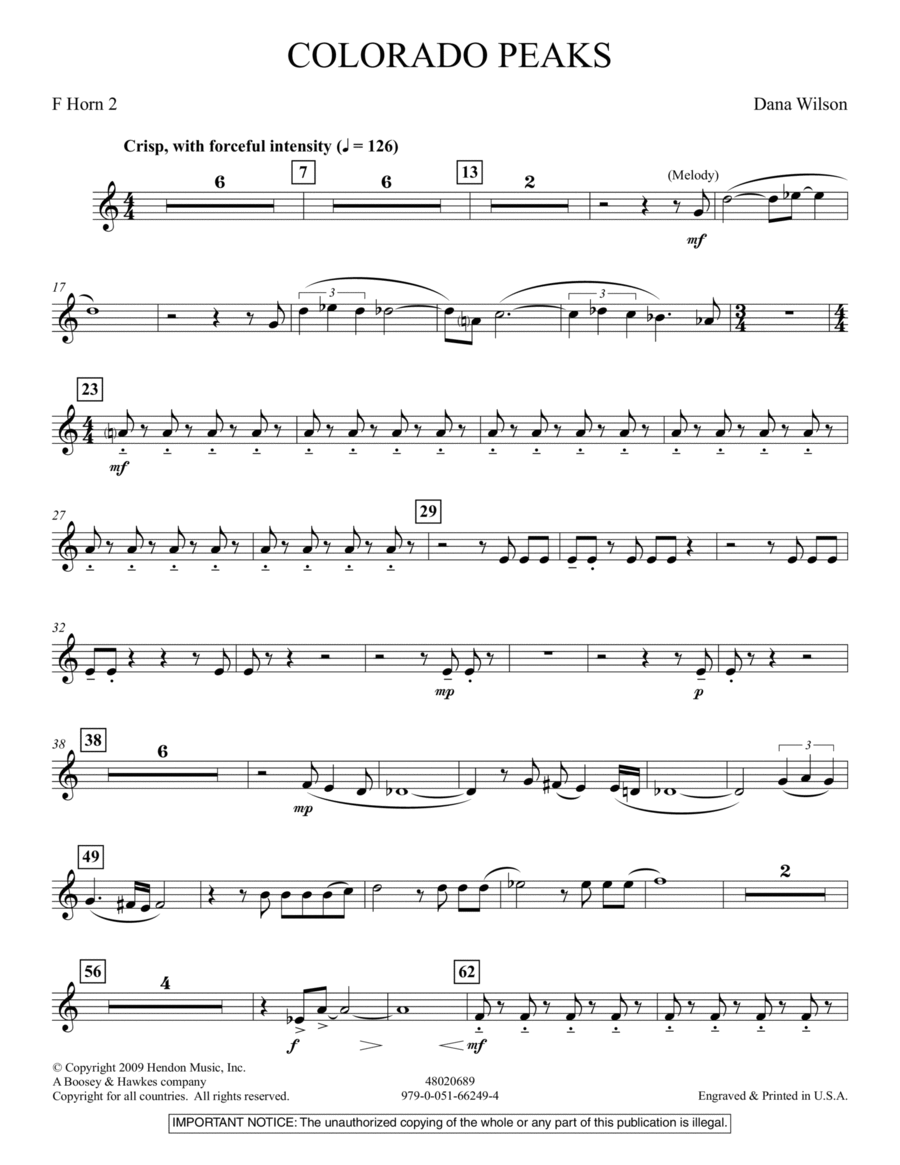 Colorado Peaks - Horn 2 in F Concert Band scores gallery preview page 1