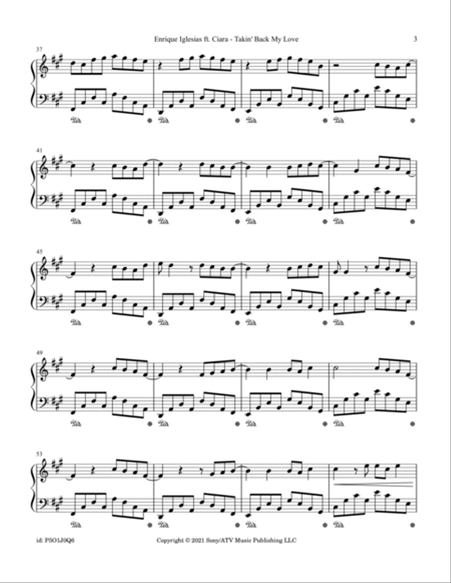 Takin' Back My Love Takin' Back My Love Piano Solo scores gallery preview page 3