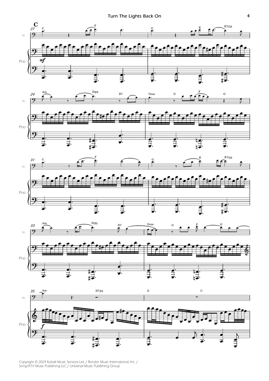 Turn The Lights Back On Piano scores gallery preview page 6