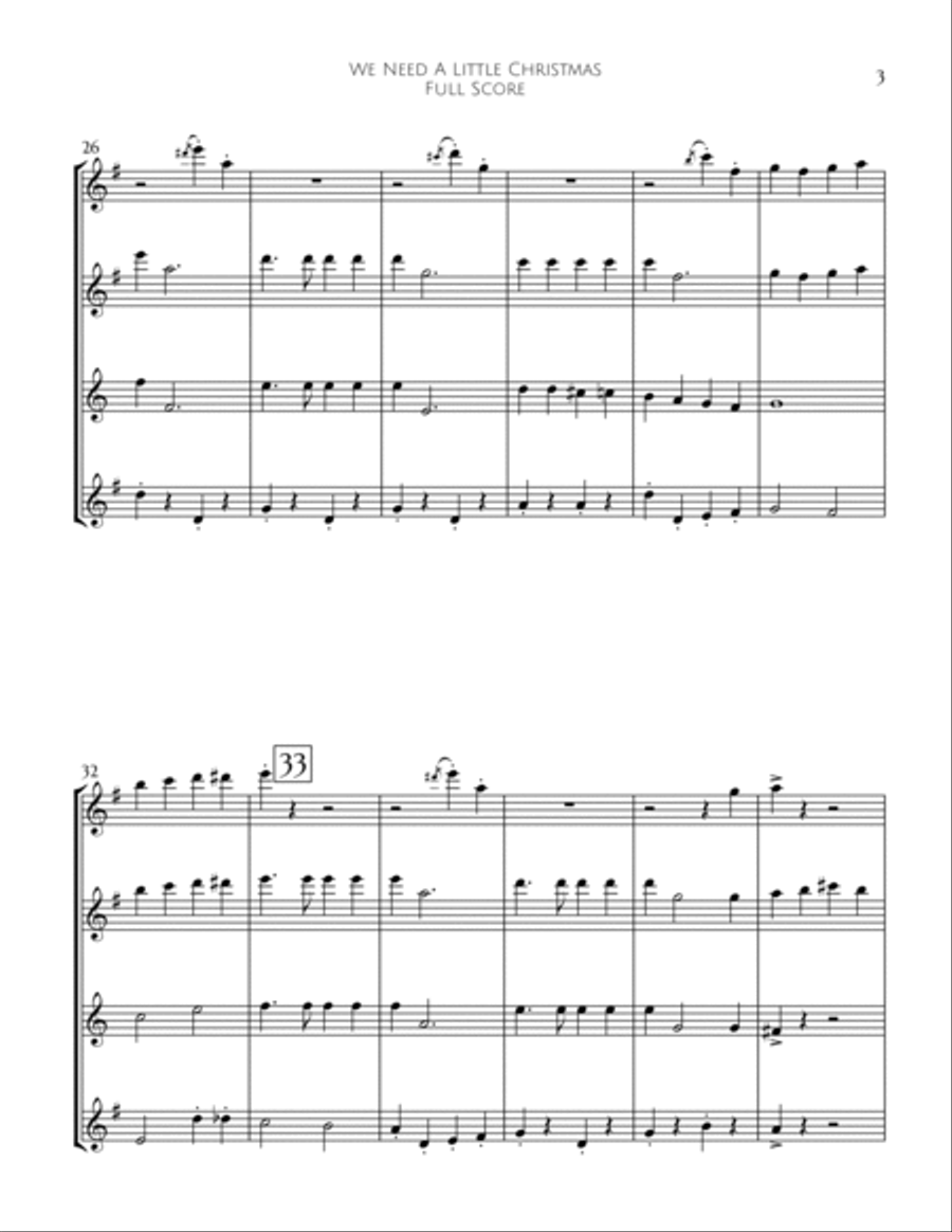 We Need A Little Christmas Woodwind Quartet scores gallery preview page 4