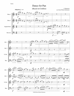 Dance for Pan (based on Cotillon) for double-reed quartet (2 oboes, cor anglais and bassoon)