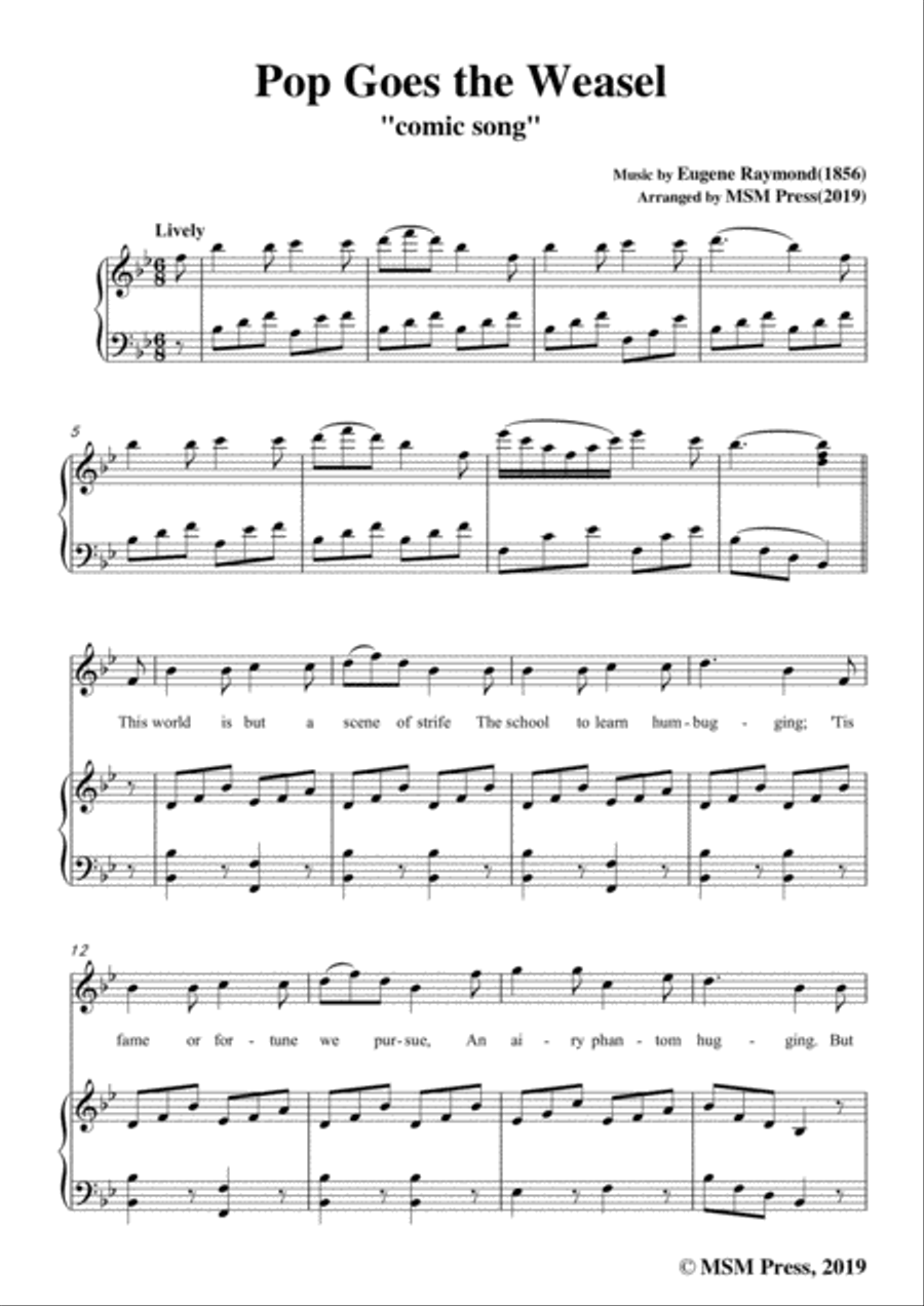 Eugene Raymond-Pop Goes the Weasel,in B flat Major,for Voice and Piano Voice Solo scores gallery preview page 3