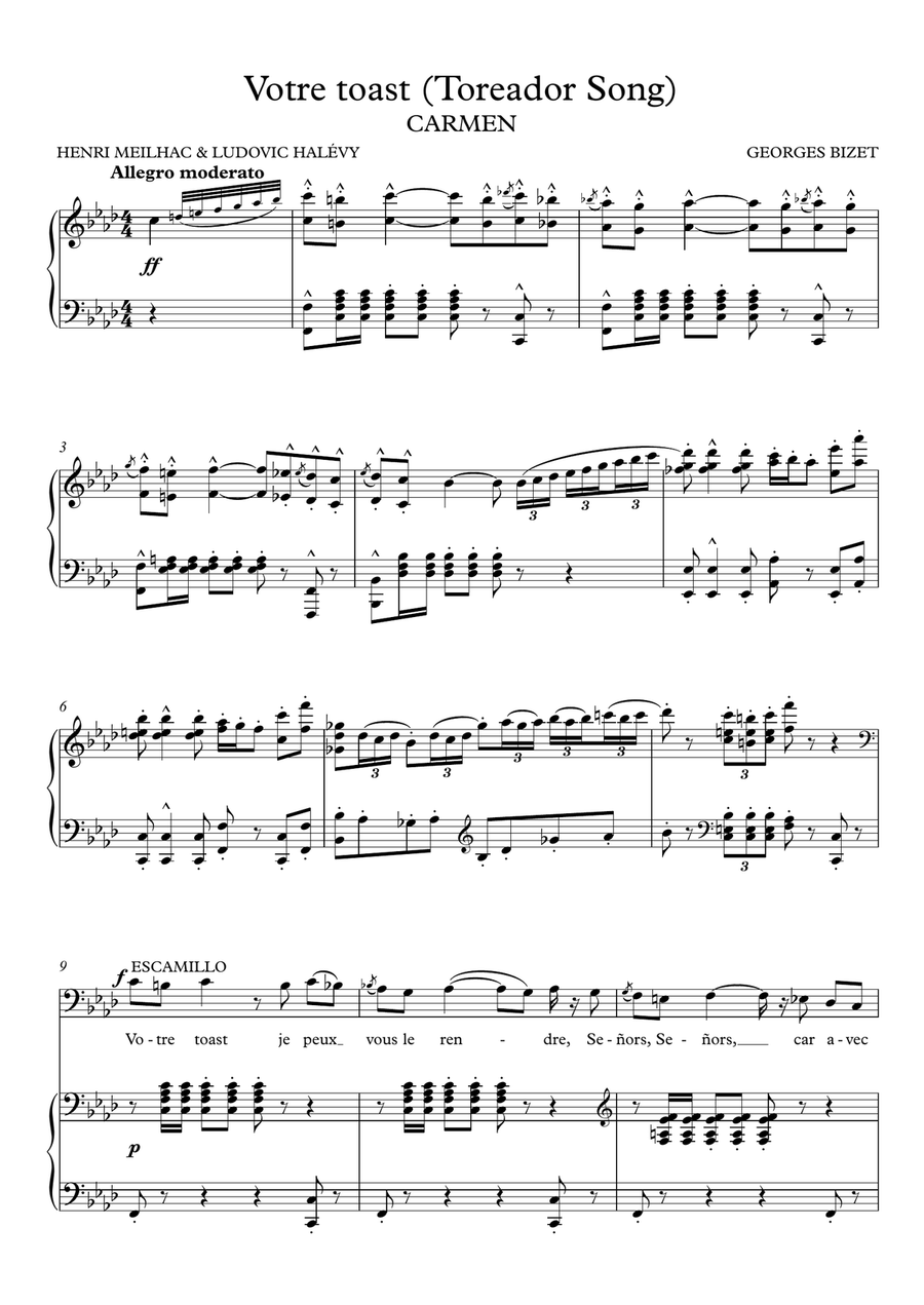 Votre toast (Toreador Song) - Carmen Baritone Horn TC scores gallery preview page 2
