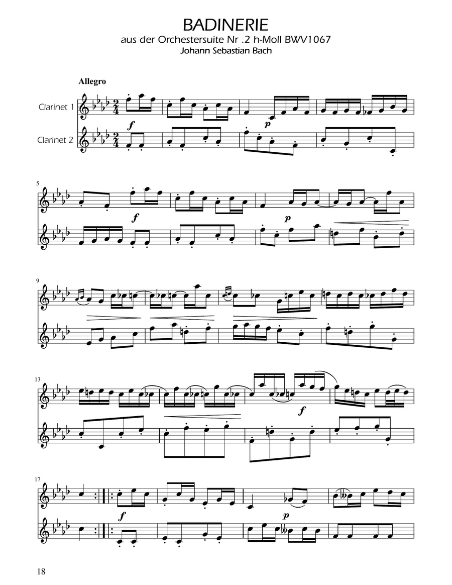 Badinerie - J.S Bach - BWV 1067 - Clarinet Duet