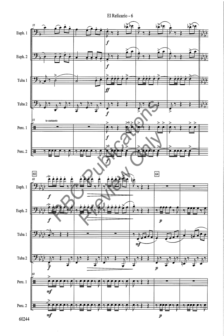 El Relicario Tuba Euphonium Quartet Choir scores gallery preview page 7