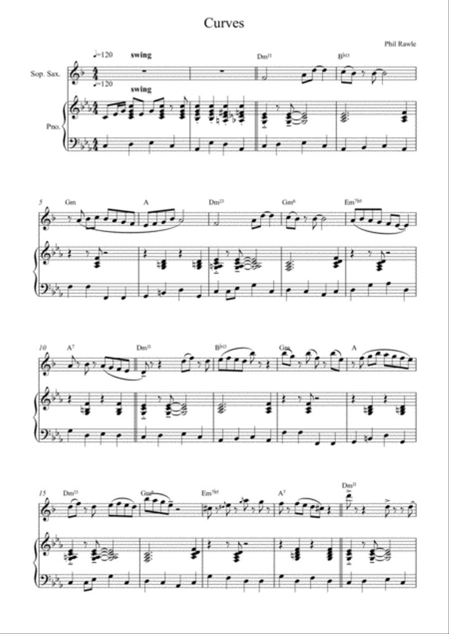 Curves - Soprano Sax Soprano Saxophone scores gallery preview page 1