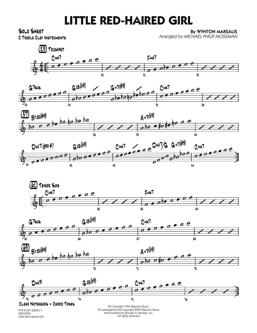 Little Red-Haired Girl - C Solo Sheet Jazz Ensemble scores gallery preview page 1