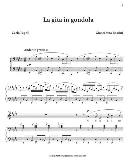 ROSSINI: La gita in gondola (transposed to E major)