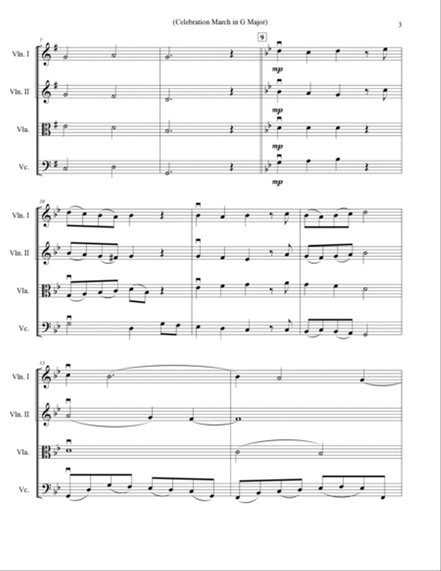 Celebration March in G Major - String Quartet String Quartet scores gallery preview page 3