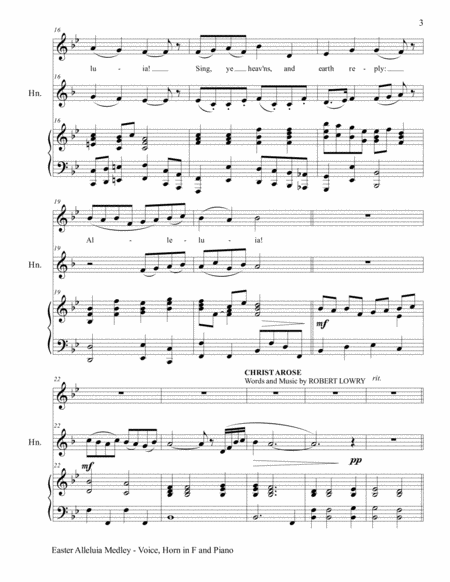 3 GREAT EASTER HYMNS (Voice, Horn in F & Piano with Score/Parts) image number null