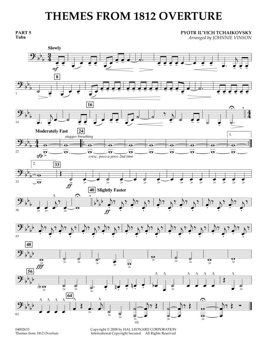 Themes from 1812 Overture - Pt.5 - Tuba Concert Band scores gallery preview page 1