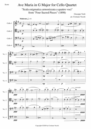 Ave Maria in G Major for Cello Quartet