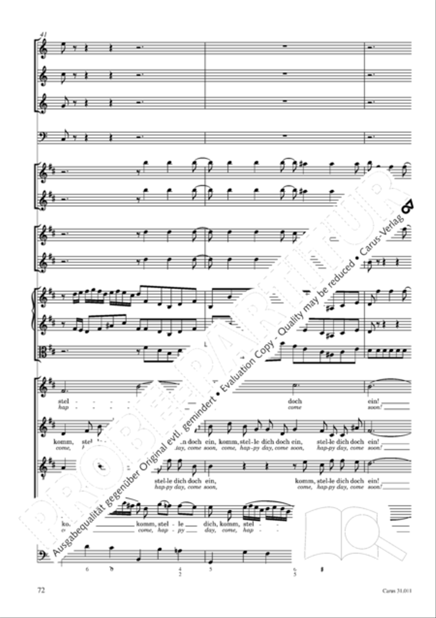 Lobet Gott in seinen Reichen (Himmelfahrtsoratorium) 4-Part scores gallery preview page 73