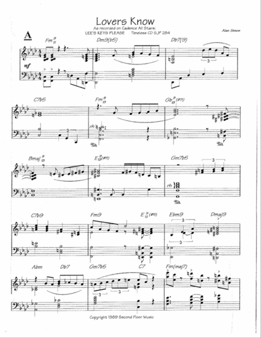 Lovers Know Piano Solo scores gallery preview page 1