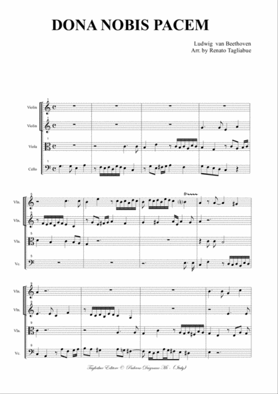 DONA NOBIS PACEM - Beethoven - Arr. for String quartet String Quartet scores gallery preview page 2