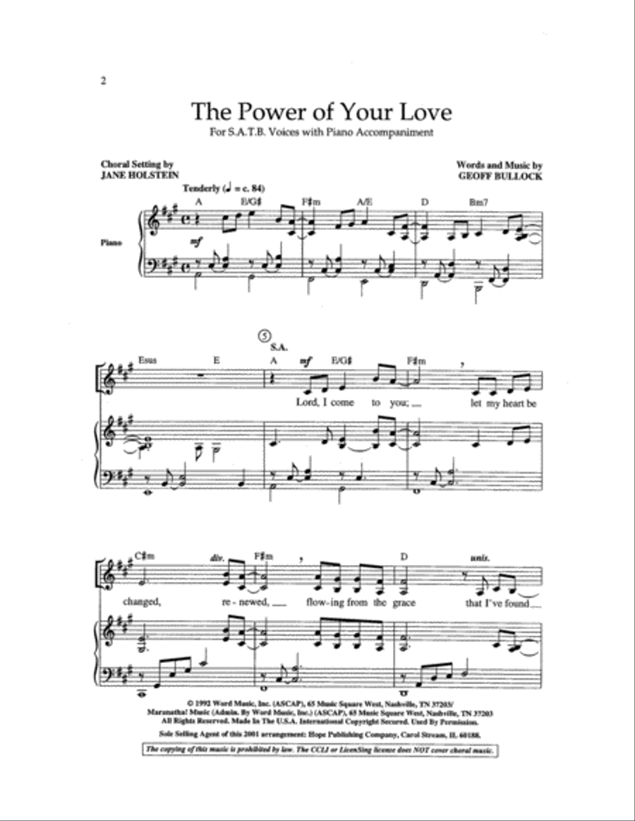 The Power of Your Love The Power of Your Love Choir scores gallery preview page 2