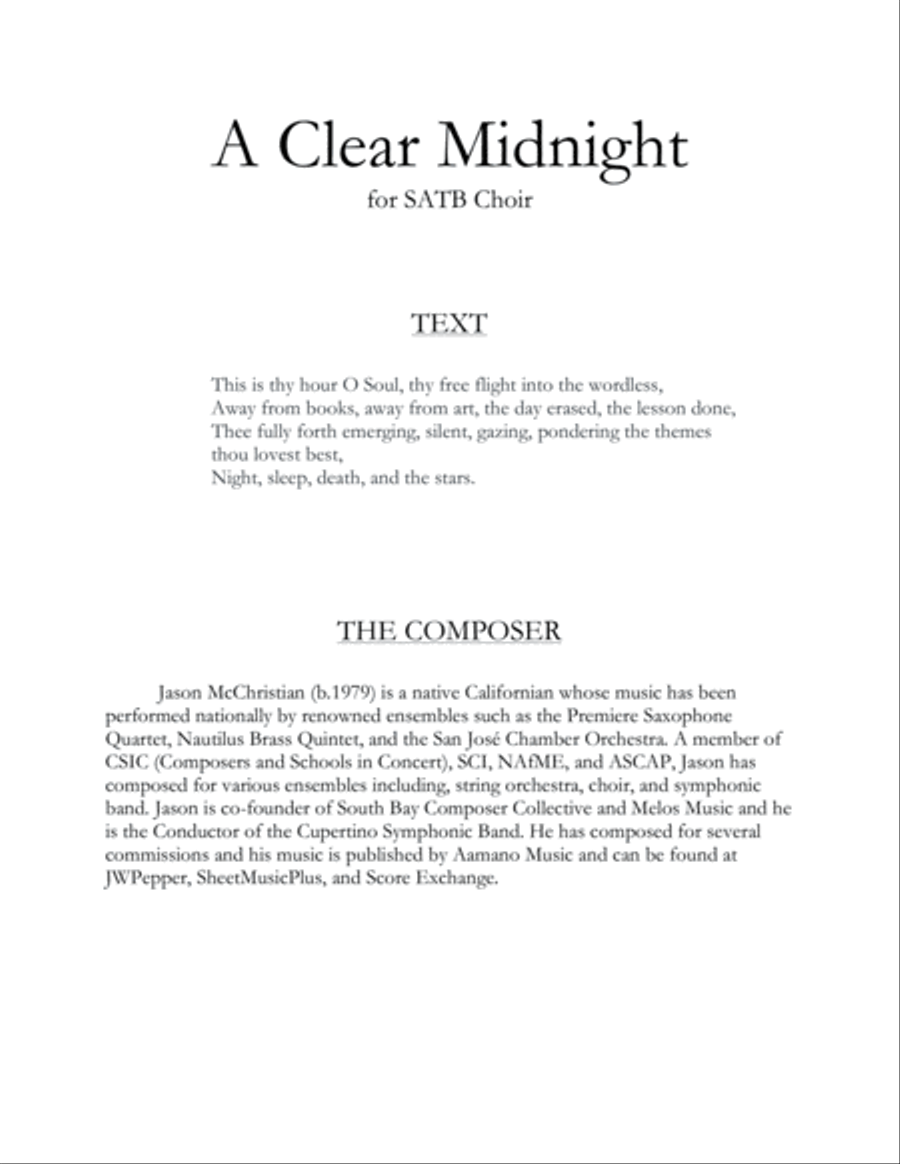 A Clear Midnight - for SATB Choir 4-Part scores gallery preview page 3