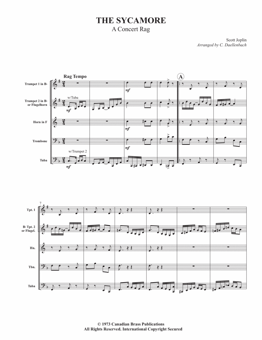 The Sycamore - Full Score Brass Quintet scores gallery preview page 1