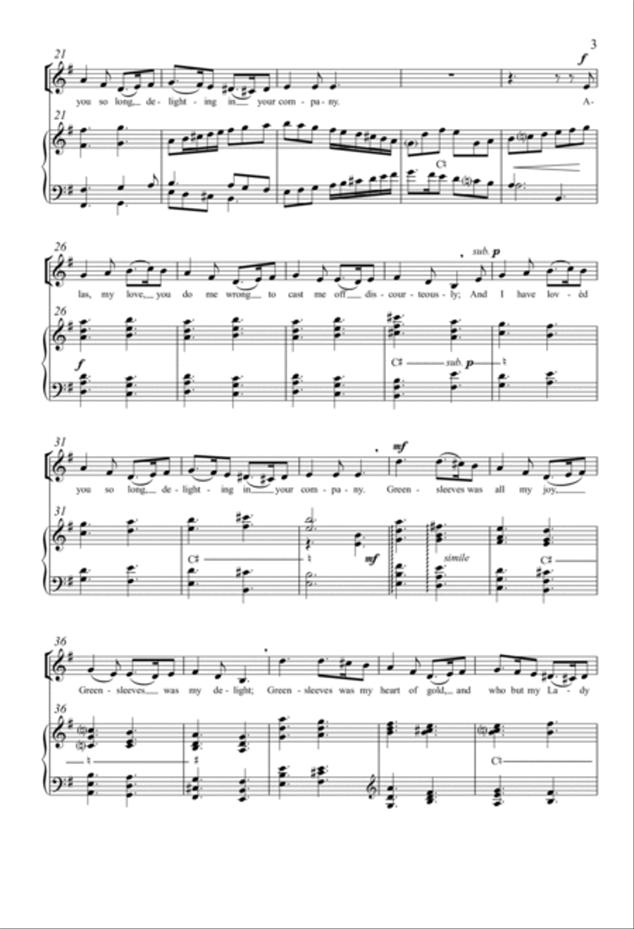 Greensleeves Greensleeves 4-Part scores gallery preview page 2