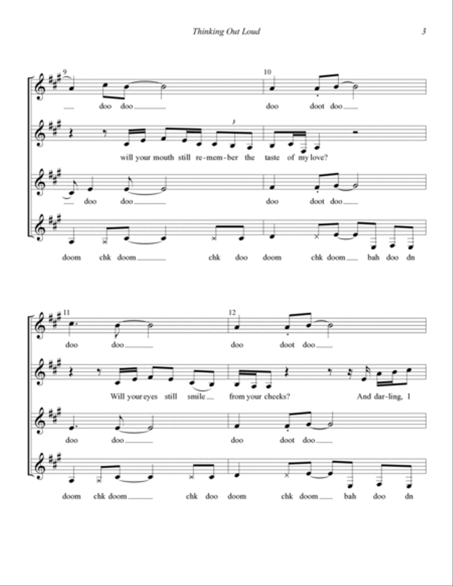 Thinking Out Loud (arr. Kirby Shaw) SSAA scores gallery preview page 3