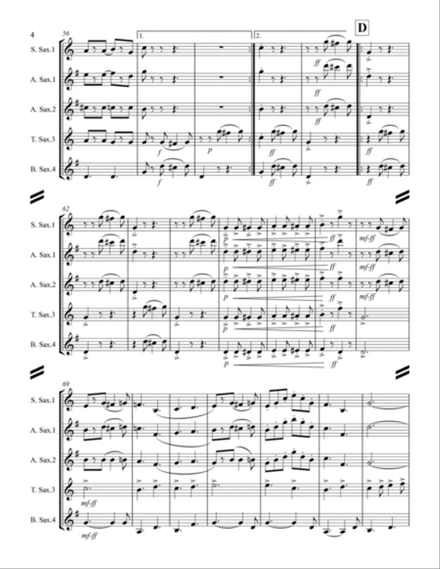 March - Washington Post March (for Saxophone Quartet SATB or AATB) Saxophone Quartet scores gallery preview page 5