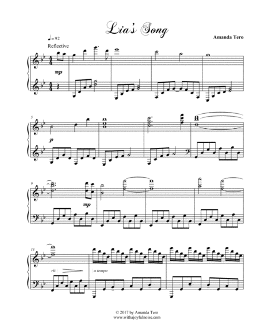 Lia's Song Lia's Song Piano Solo scores gallery preview page 3