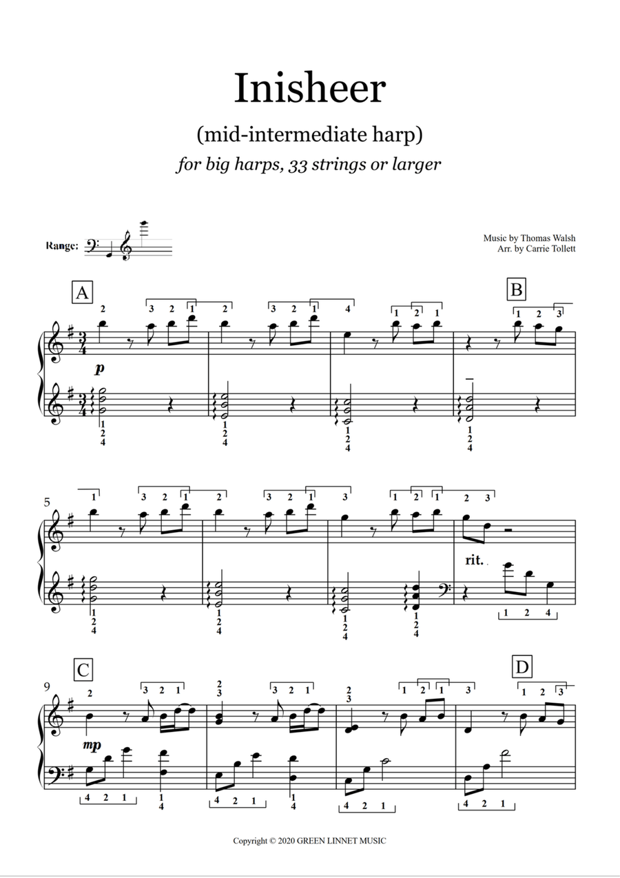 Inisheer Celtic Harp scores gallery preview page 2