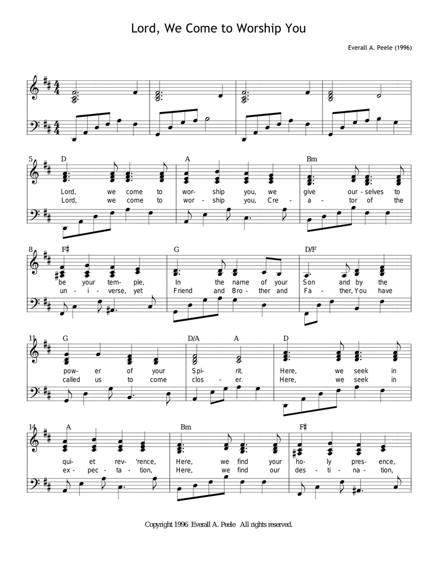 Lord We Come to Worship You Piano, Vocal scores gallery preview page 1