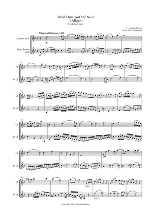 Beethoven: Wind Duet WoO 27 No.2 (Complete) - clarinet duet (2 Bbs or Bb/Bs.)