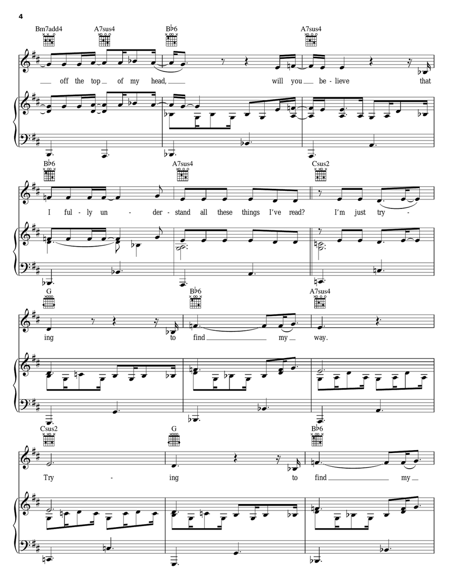 Trying Trying Piano, Vocal, Guitar scores gallery preview page 4