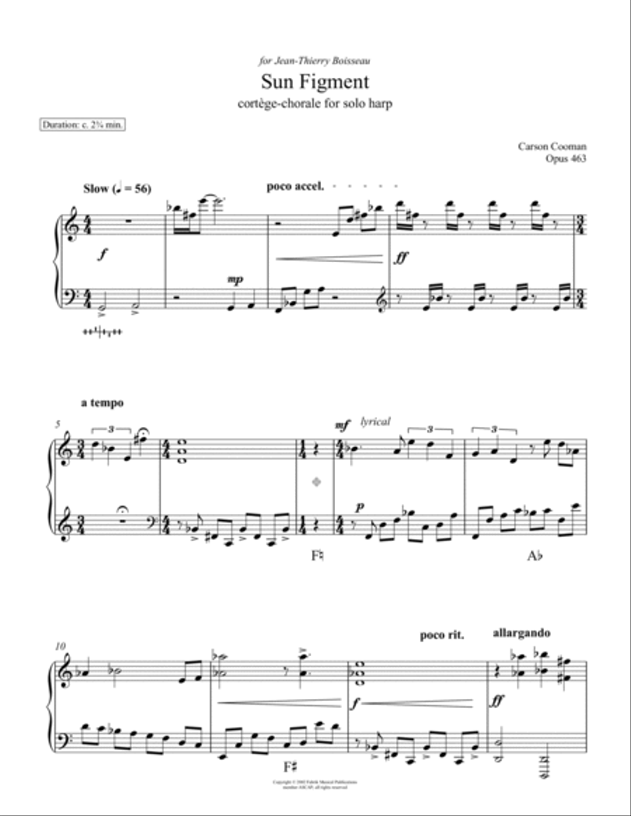 Sun Figment (2002) cortege-chorale for solo harp Score scores gallery preview page 2