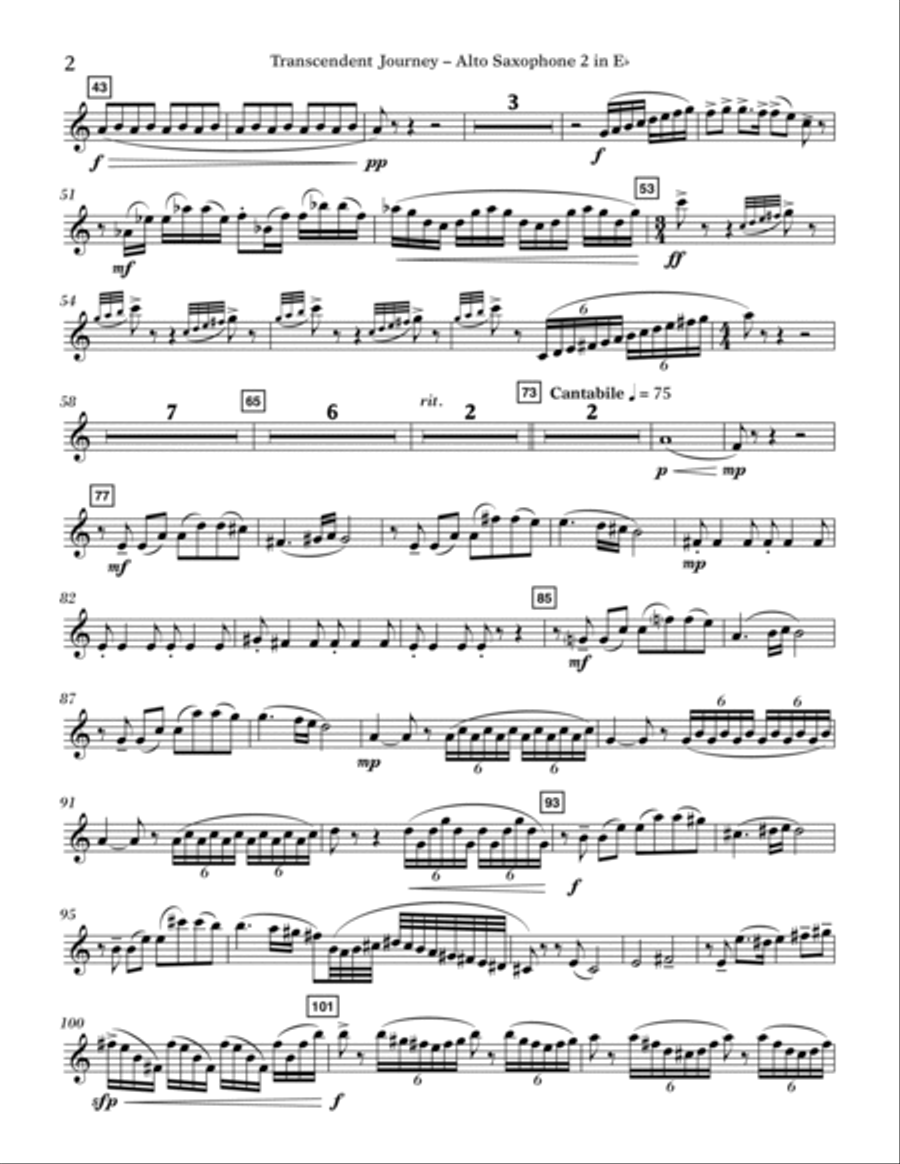 Transcendent Journey - Eb Alto Saxophone 2 Alto Saxophone scores gallery preview page 2