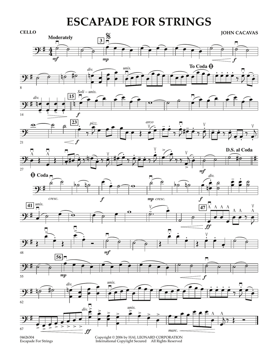 Escapade for Strings - Cello String Orchestra scores gallery preview page 1