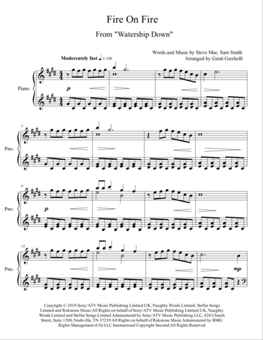 Fire On Fire Fire On Fire Piano Solo scores gallery preview page 2
