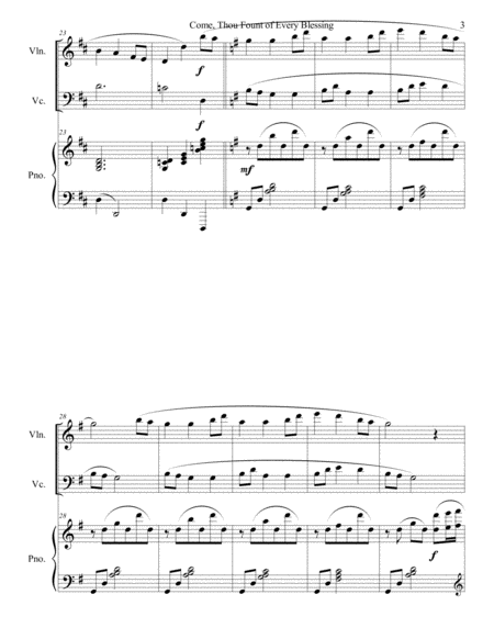 Come,Thou Fount of Every Blessing (for piano, violin, cello) image number null