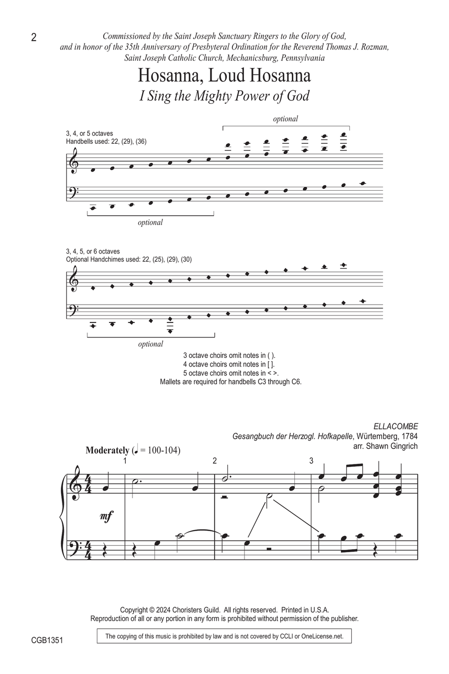 Hosanna, Loud Hosanna Handbell Choir scores gallery preview page 2