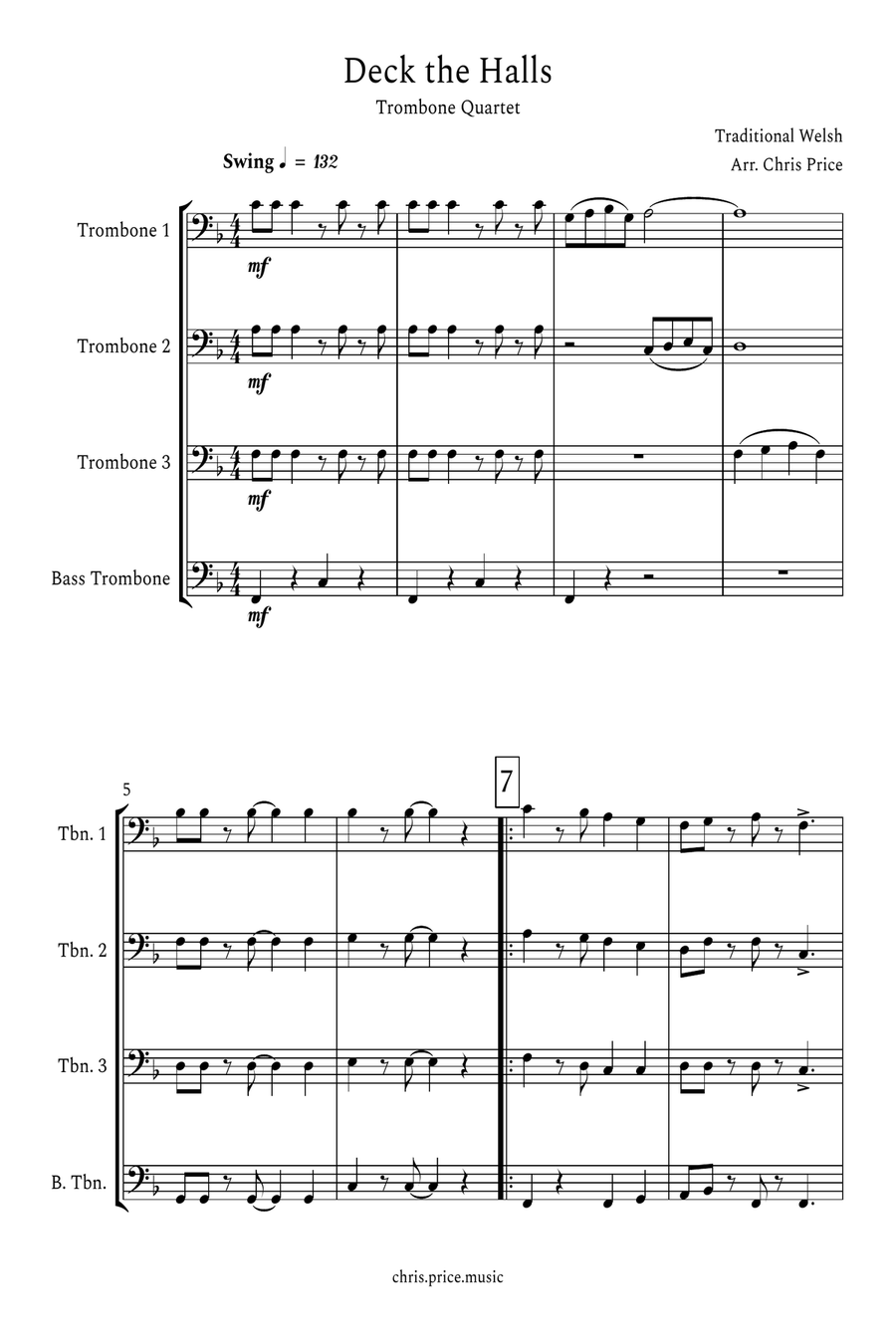 Deck The Halls Brass Quartet scores gallery preview page 1