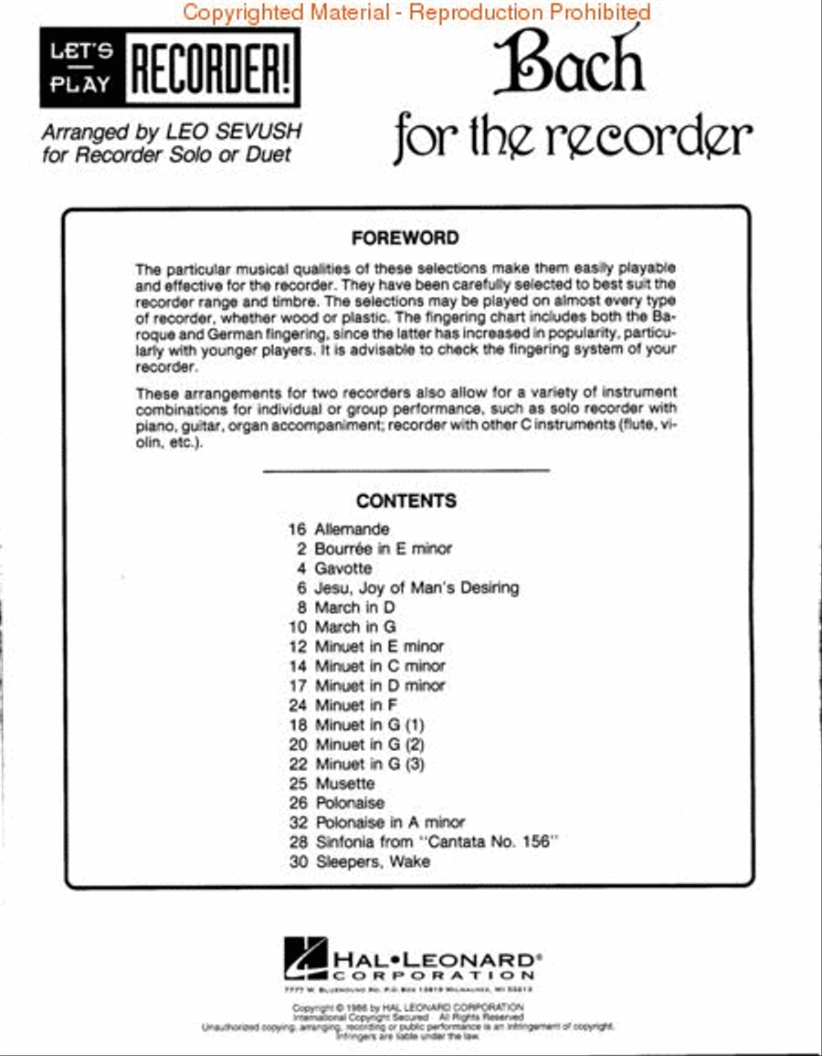 Bach for the Recorder Recorder scores gallery preview page 2