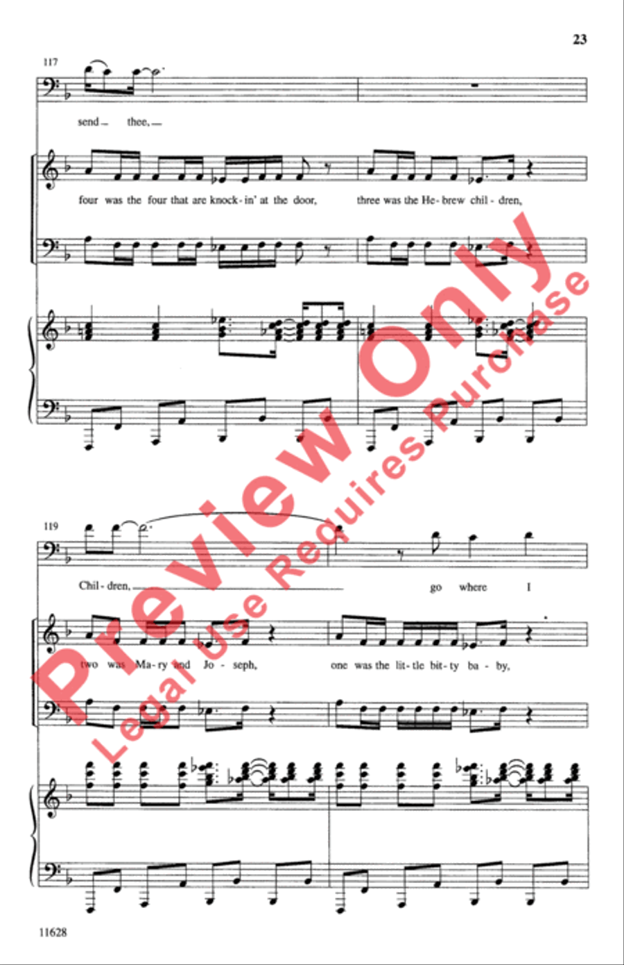 Children, Go Where I Send Thee 4-Part scores gallery preview page 23
