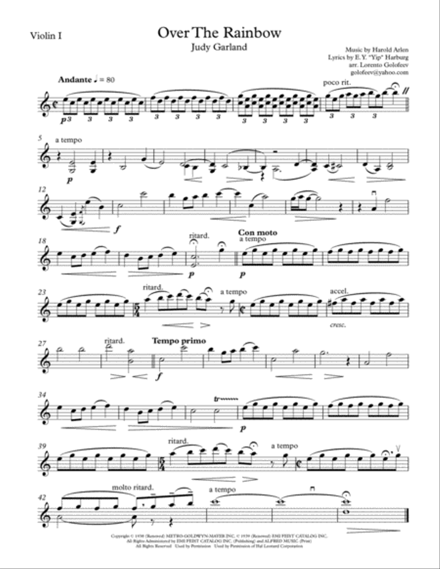 Over The Rainbow (from The Wizard Of Oz) String Trio scores gallery preview page 1