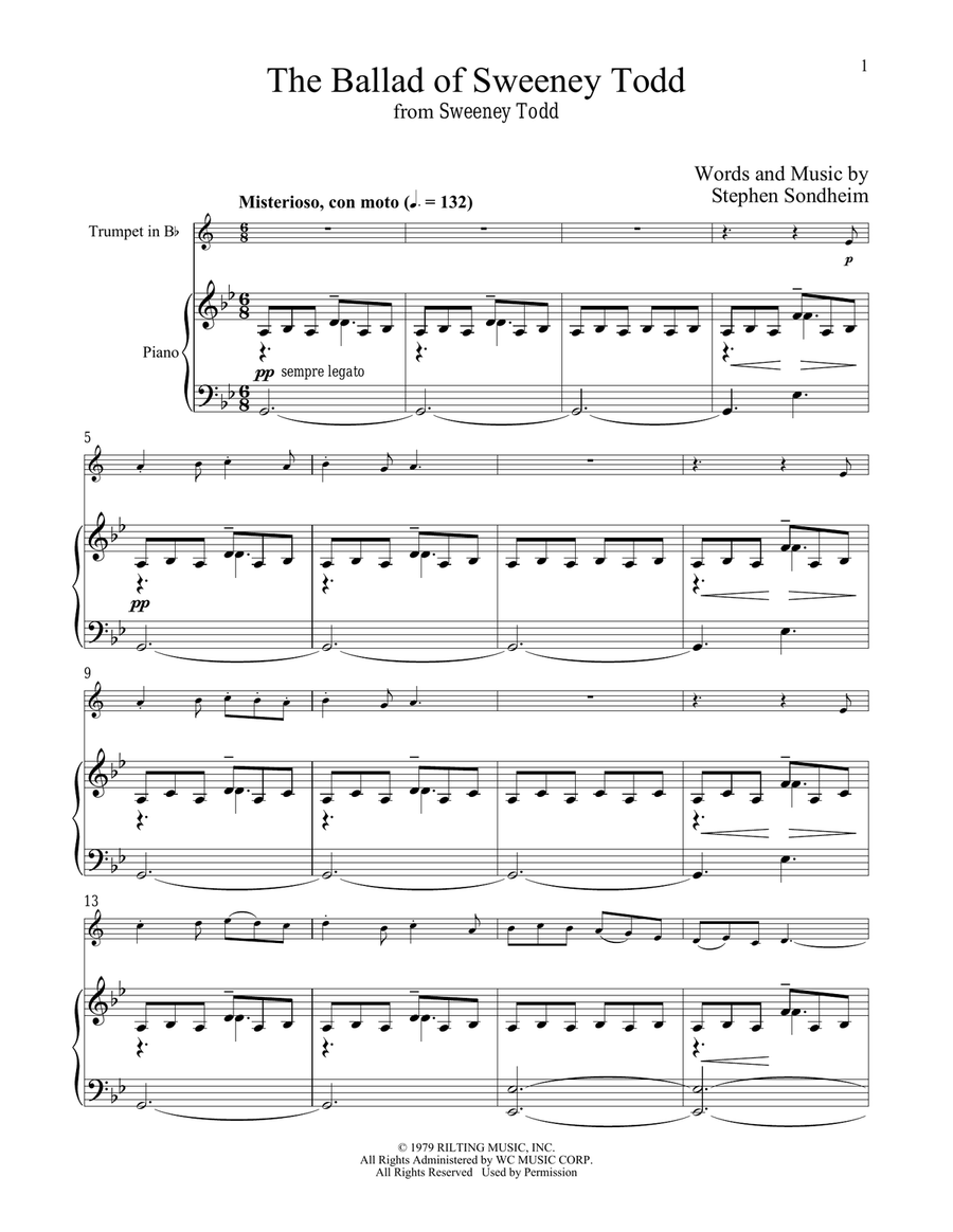 The Ballad Of Sweeney Todd (from Sweeney Todd) Trumpet Solo scores gallery preview page 1
