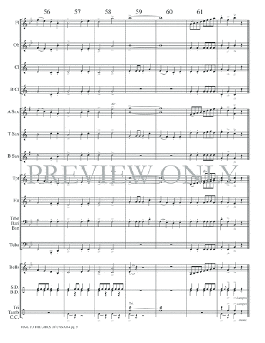 Hail to the Girls of Canada Concert Band scores gallery preview page 12